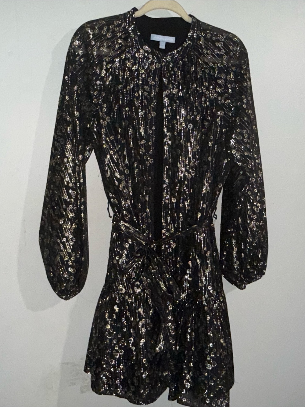 Sequin Long-Sleeve Black & Gold Party Dress